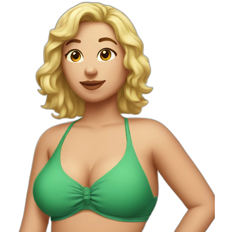 Slim-Thicc caucasian woman swimsuit posing emoji