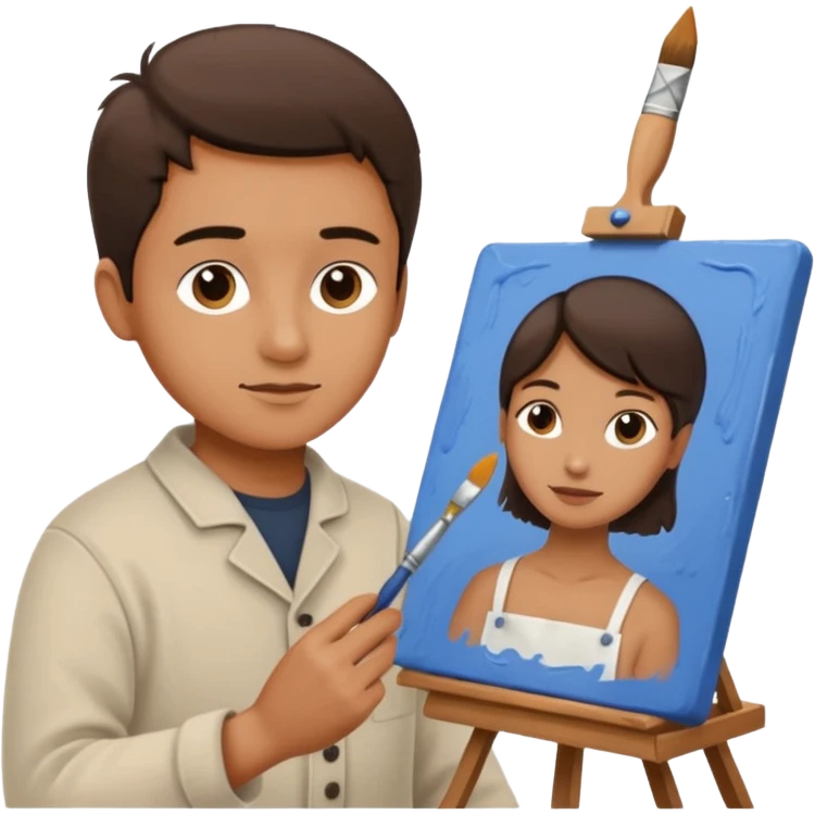 person quietly painting on canvas emoji