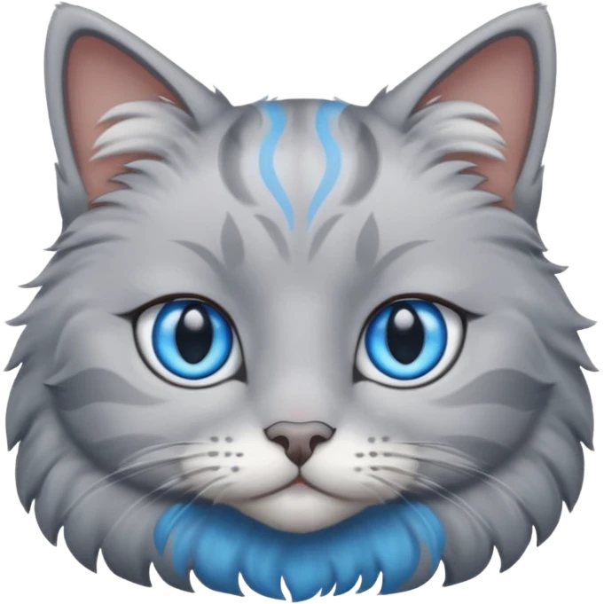 a gray cat with blue eyes on its FOREHEAD emoji