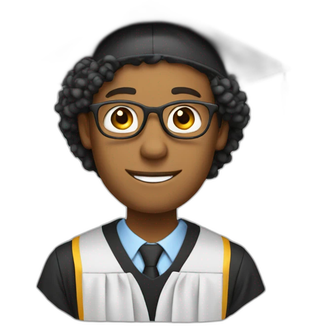 Male Teacher with curly hair and a graduation hat emoji