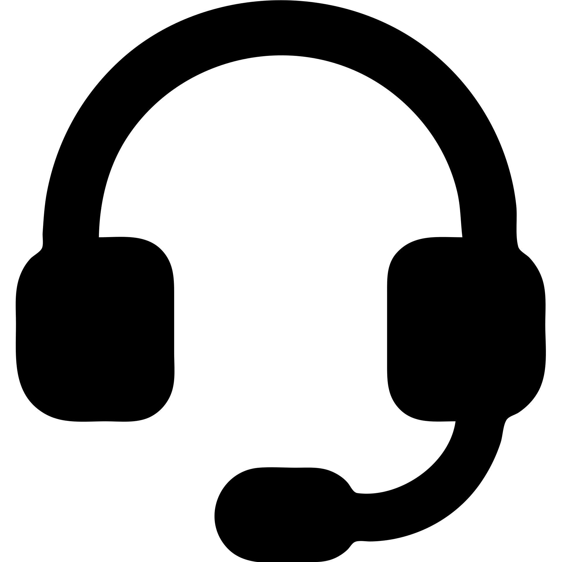 Full-size headphones in a black filled icon style, with a microphone. emoji