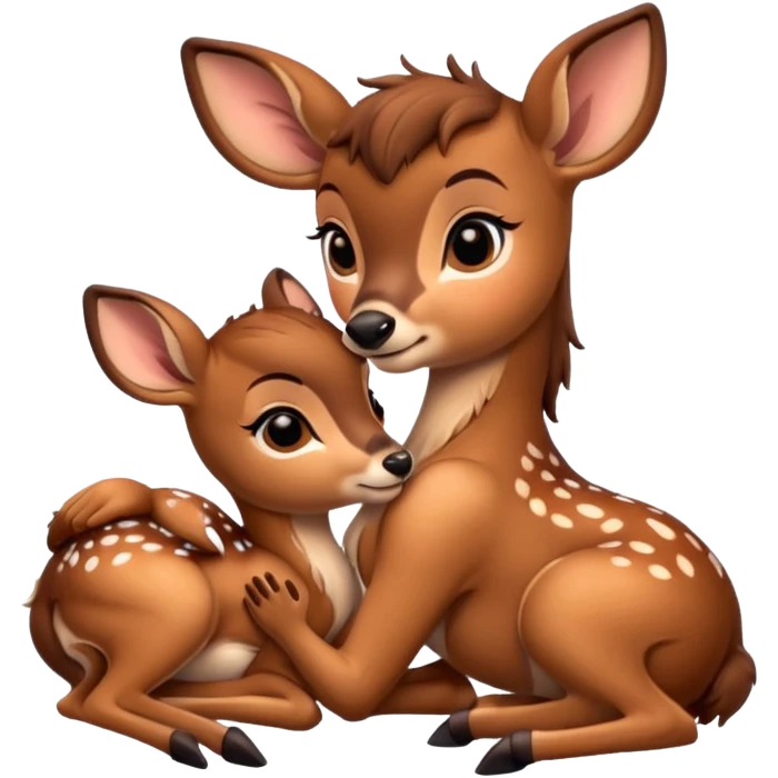 two Bambi deer hugging emoji