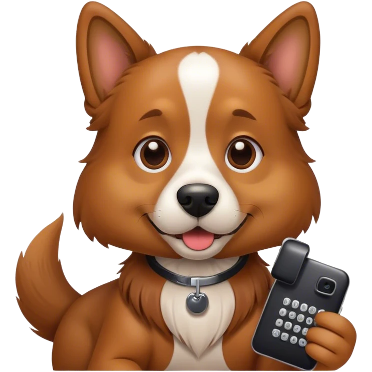 Dog holding a phone emoji