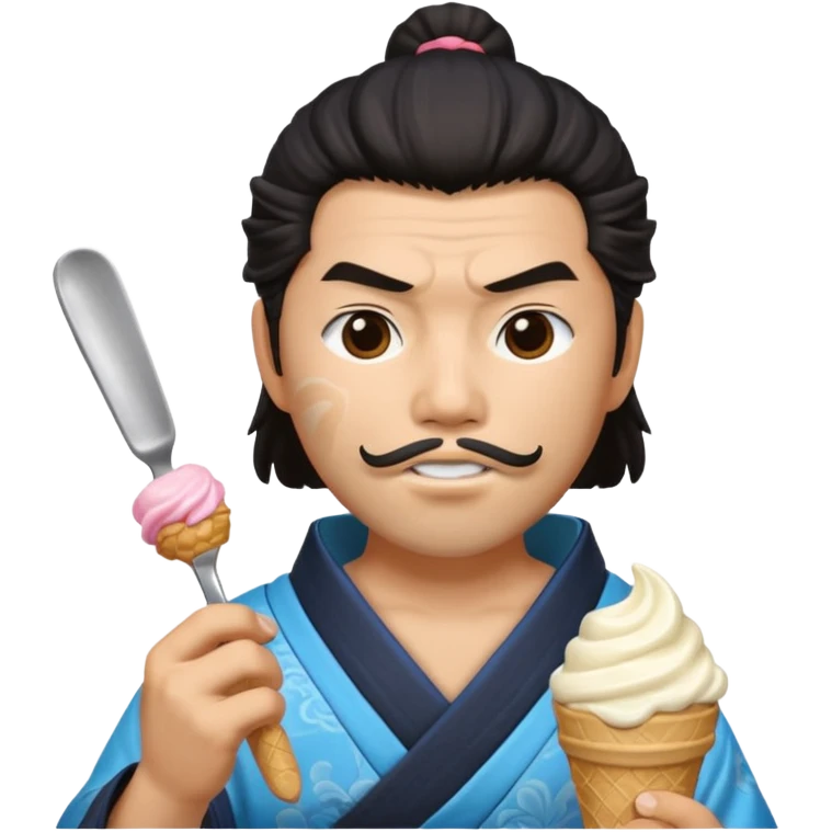 SAMURAI  EATING WITH ICECREAM emoji