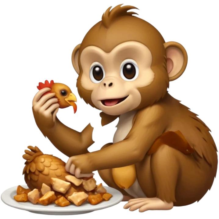 A monkey eating chiken emoji
