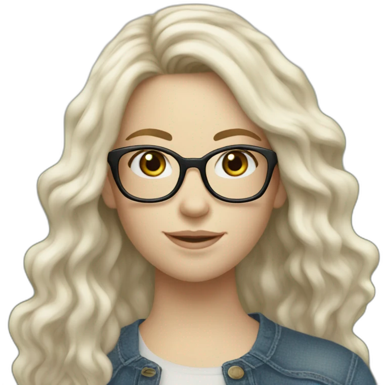 pale white girl with wavy brown hair wearing glasses and ugg boots and jeans emoji