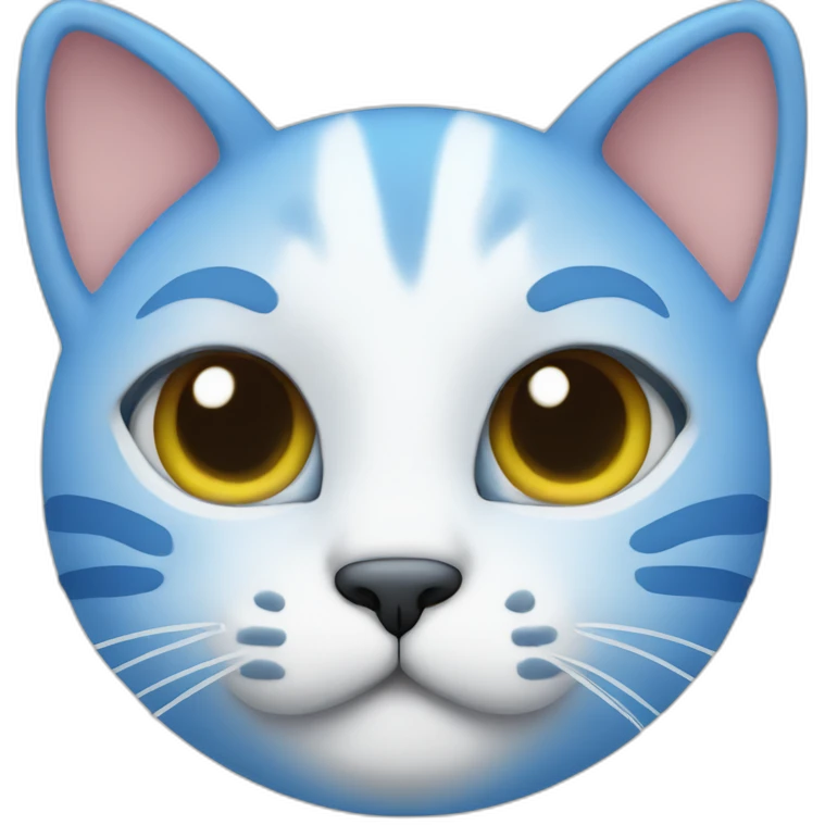 Blue simplistic sketch of a cute cat face emoji