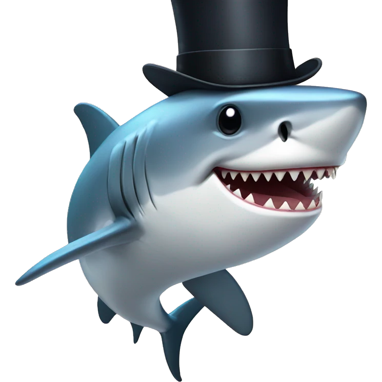 Shark with a top hat emoji