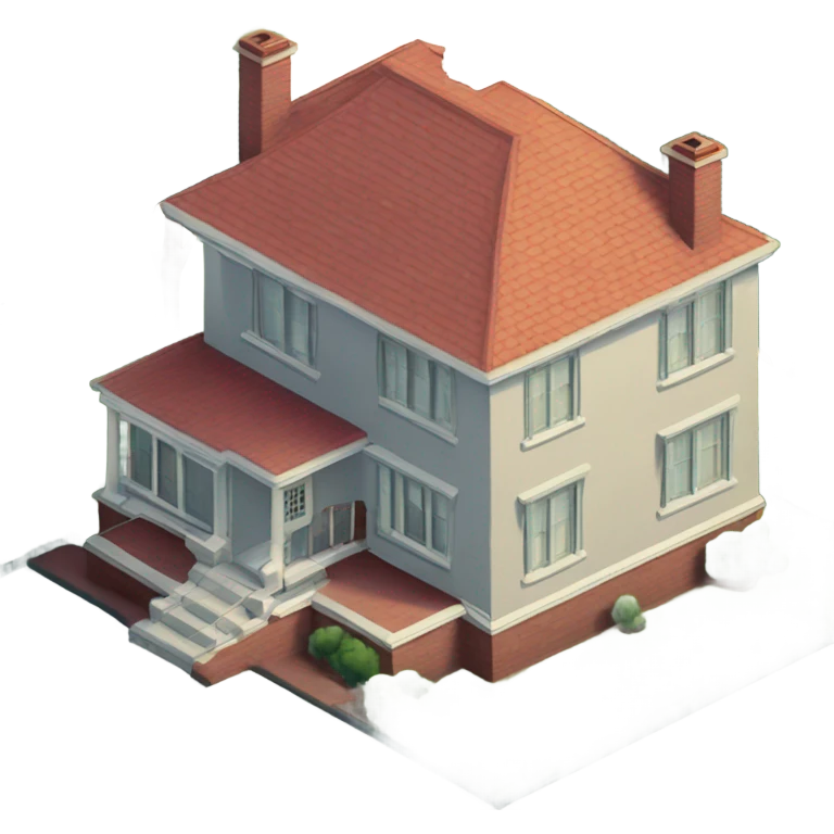isometric 1930's3 bedroom house emoji