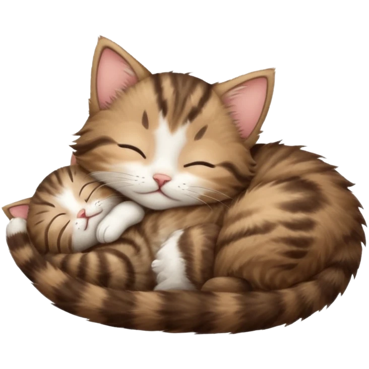 dark brown tabby and white kitten sleeping upside down on its back emoji