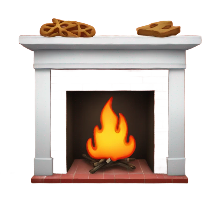 Red Christmas cookie in a fire place  emoji