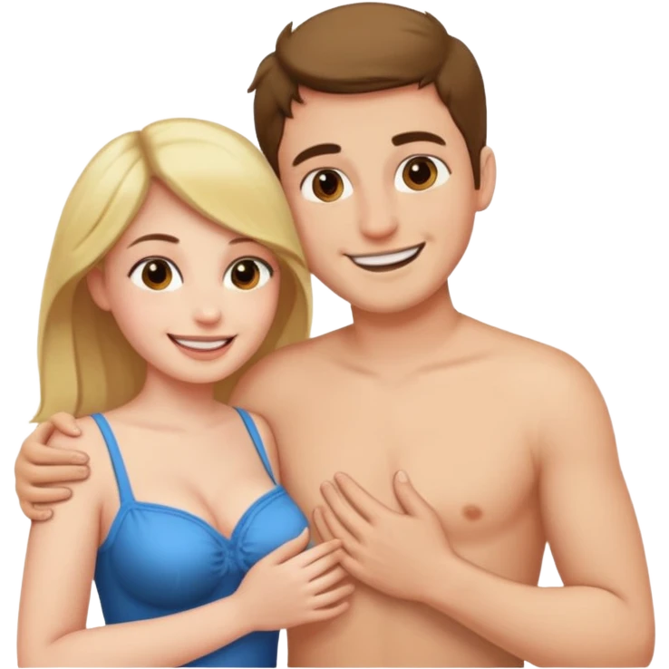 Guy Pressing female boobs with hand emoji