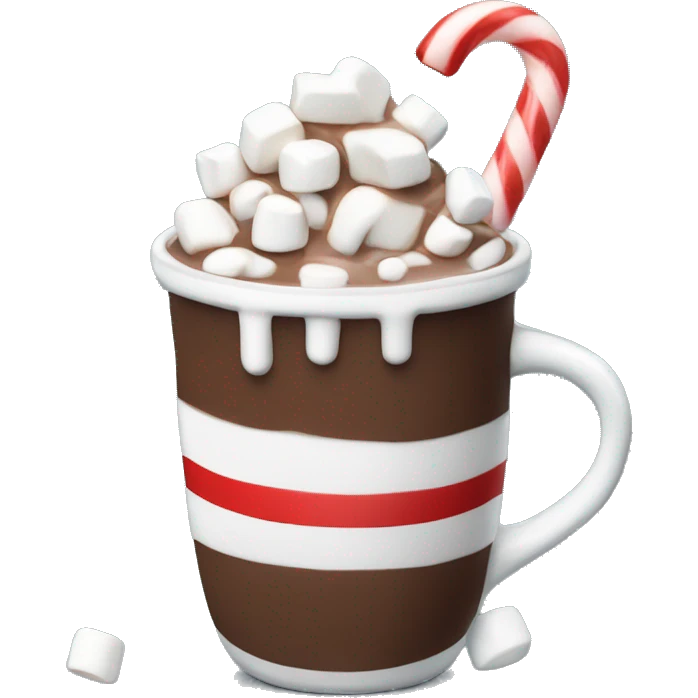 Hot chocolate with marshmallows and a candy cane  emoji