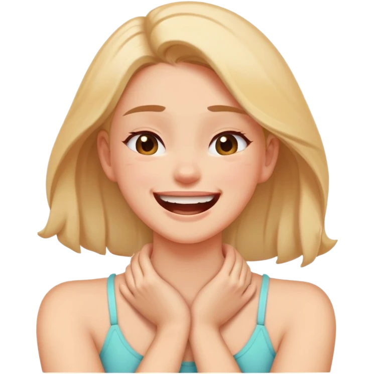 Girl with hands on her neck crossing laughing aggressively  emoji