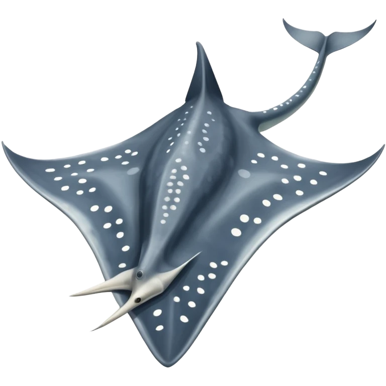 Spotted eagle sting ray with wide wingspan and long spike sting tail viewed from above emoji