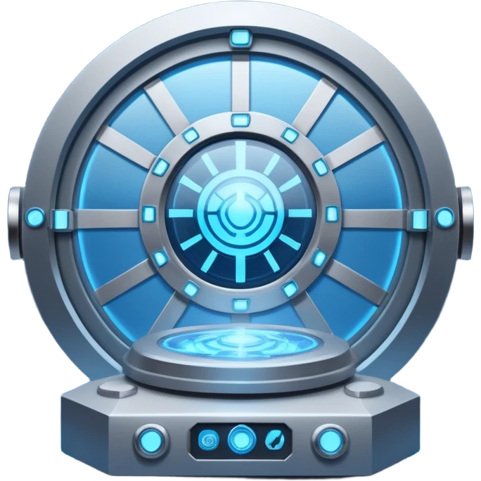 🛠️🔵 Imagine a futuristic lab powered by an arc reactor, glowing with blue light, filled with holographic screens and creative energy. emoji