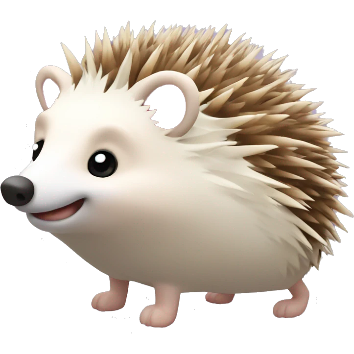 Hedgehog white creamy quills one pink ear one brown ear different colored ears emoji