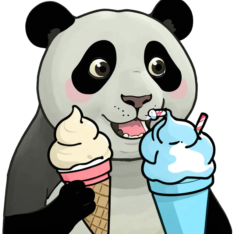 Panda eating ice cream emoji