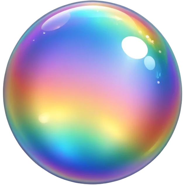 Iridescent bubble with rainbow reflections and shiny surface emoji