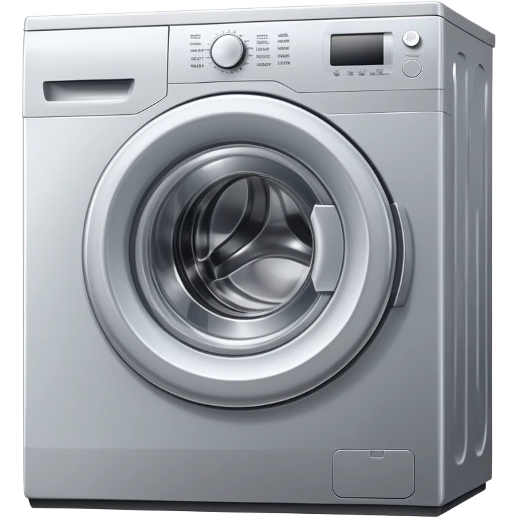 metallic silver washing machine with detergent emoji
