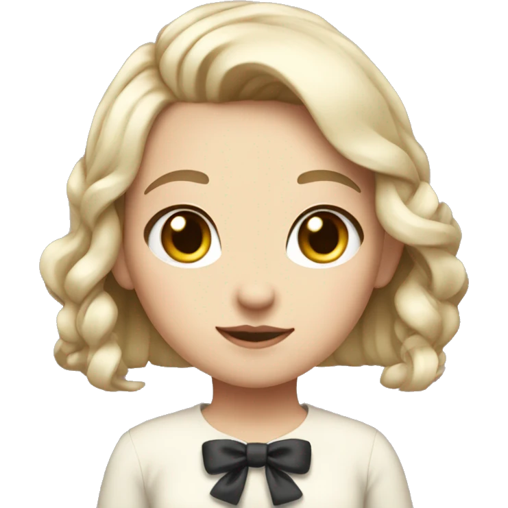 A Girl With a cute hair, a soft white skin a Bow , and aesthetic clothes emoji