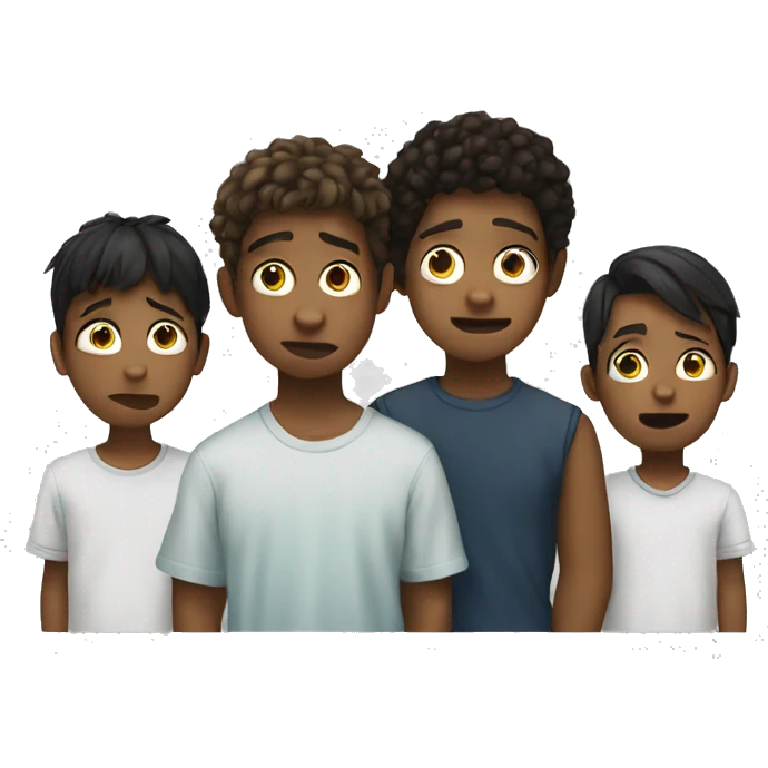 3 teenage boys and one teenage girl crying emoji
