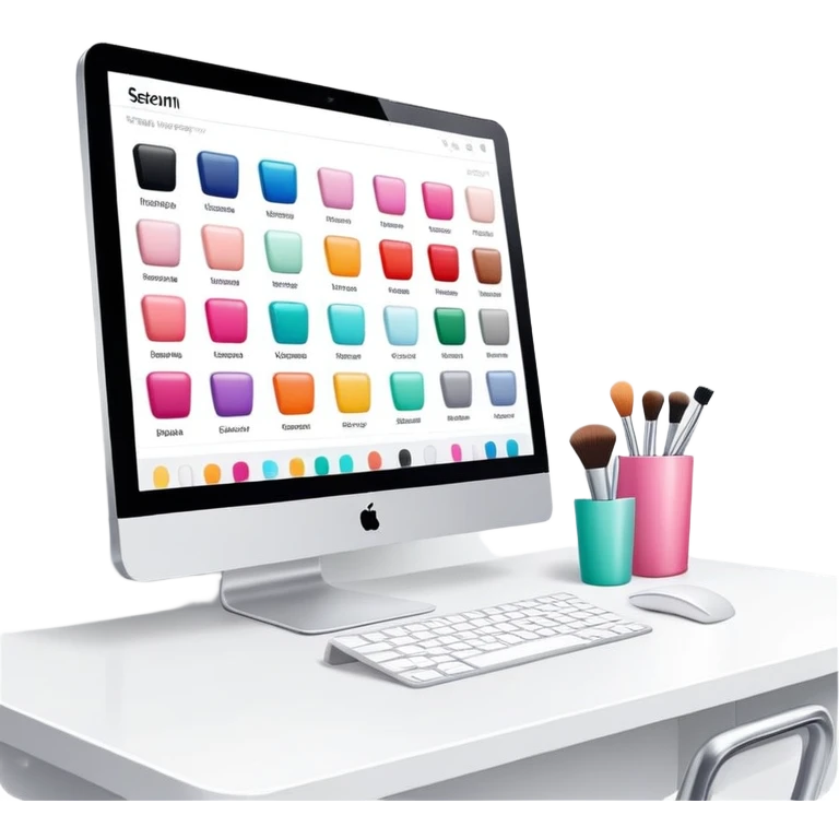 beauty salon inventory dashboard on iMac emoji