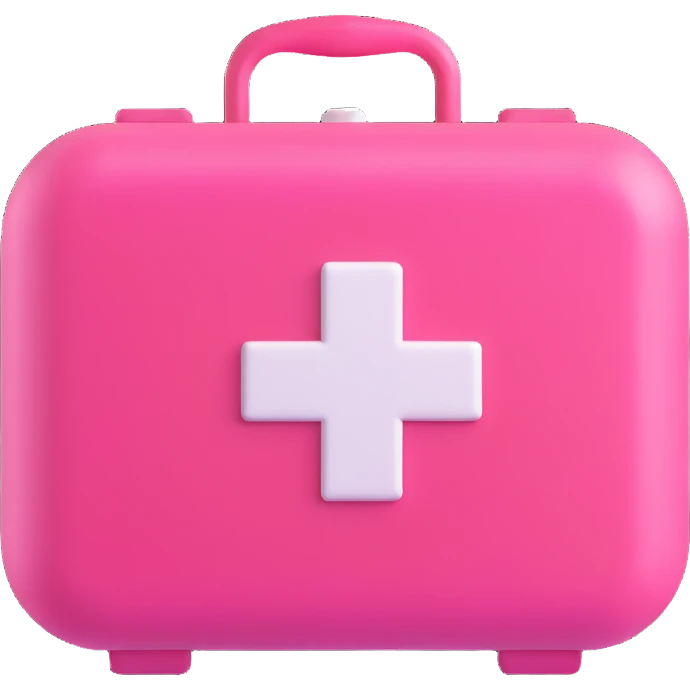 pink first aid kit, shiny and rounded, 3D emoji style emoji