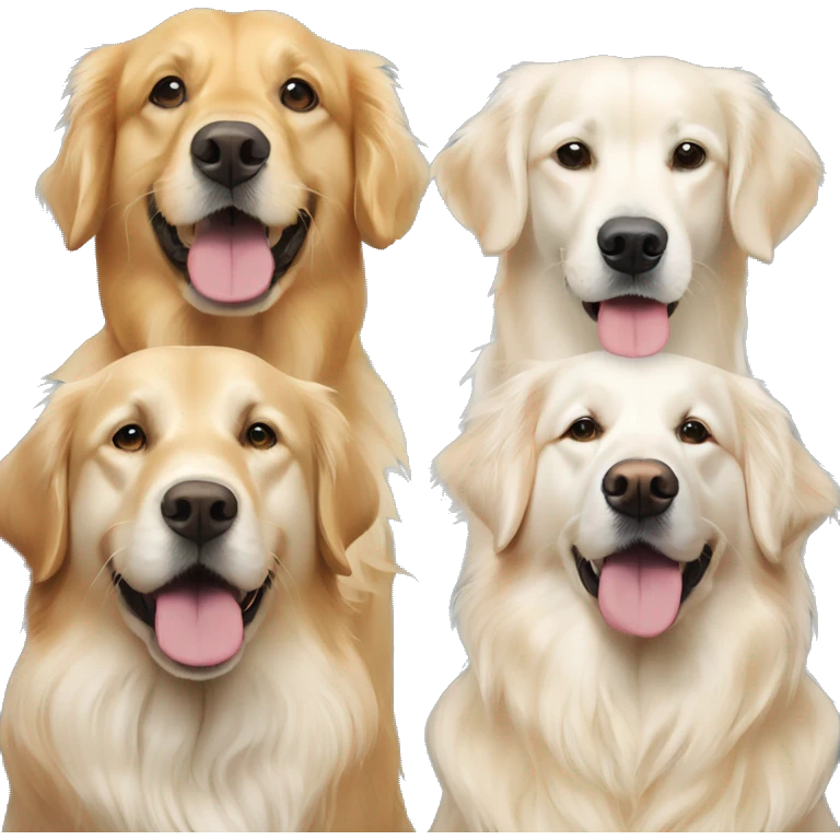 Two golden retrievers and one white golden retriever  emoji