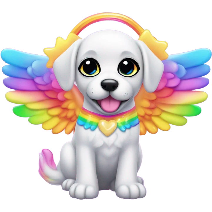 Lisa frank rainbow puppy with angel wings emoji