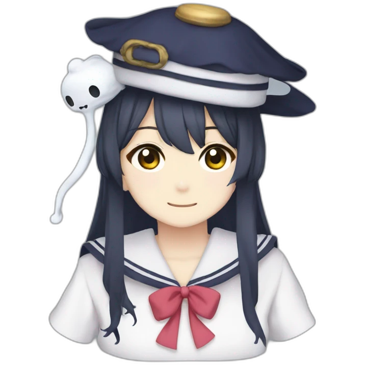 hanako toilet bound yokai hat sailor hat anime ghost emoji