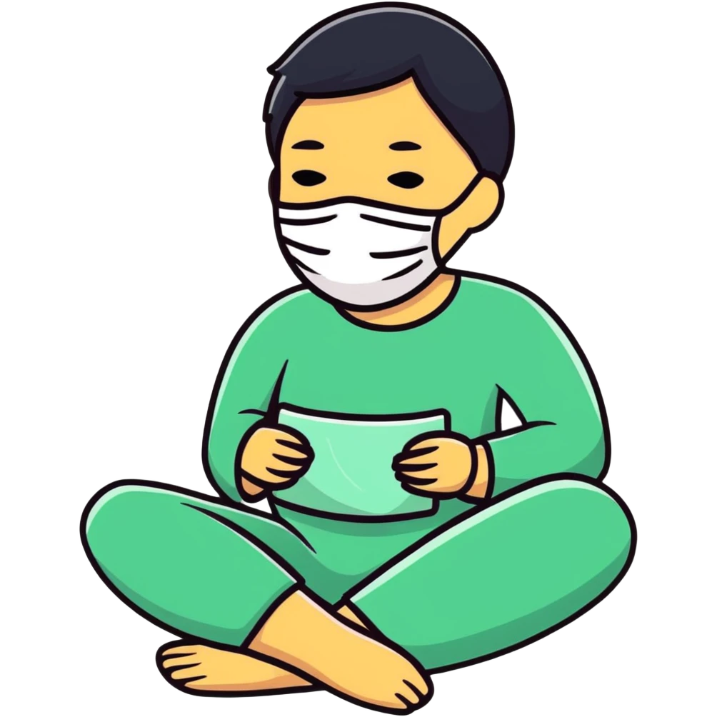 Self-care, person relaxing with face mask emoji