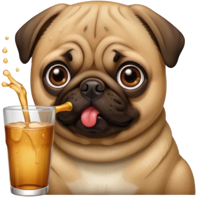Pug drinking emoji