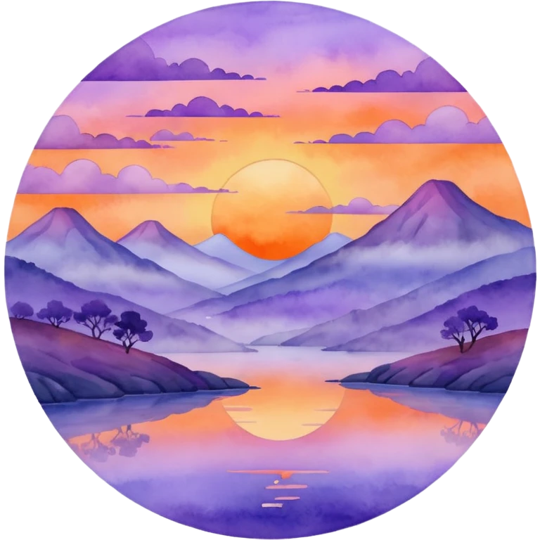 watercolor misty sunset emoji