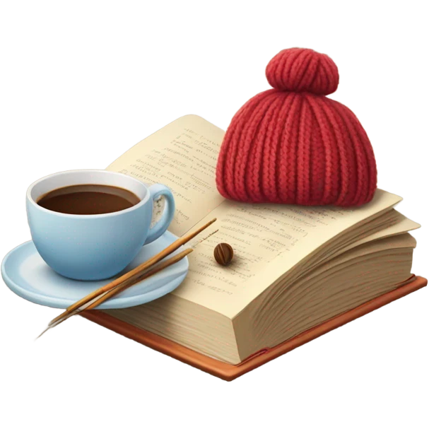 Books, coffee, knitting  emoji