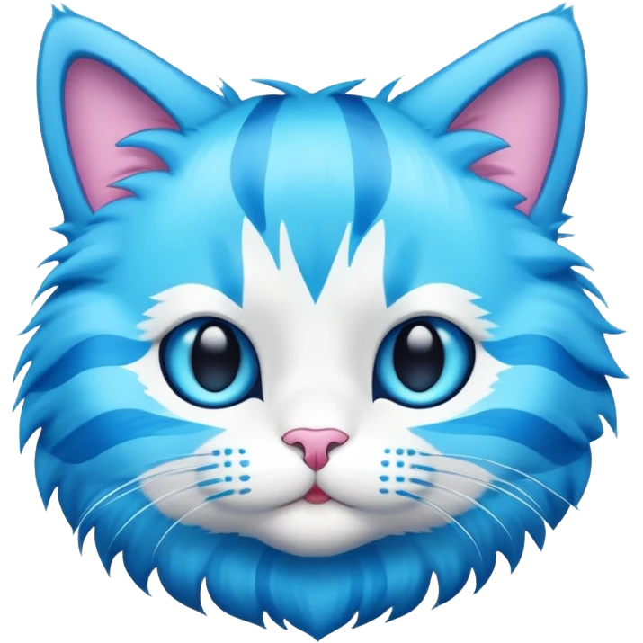 bright blue cat with cyan stripes emoji