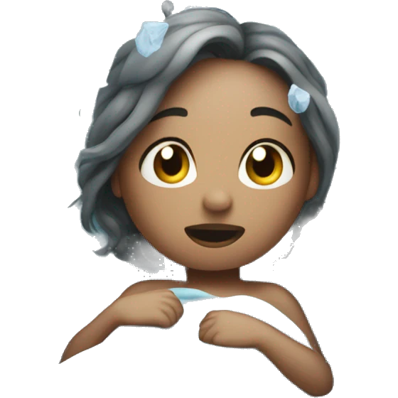 Girl shivering in bed of ice emoji