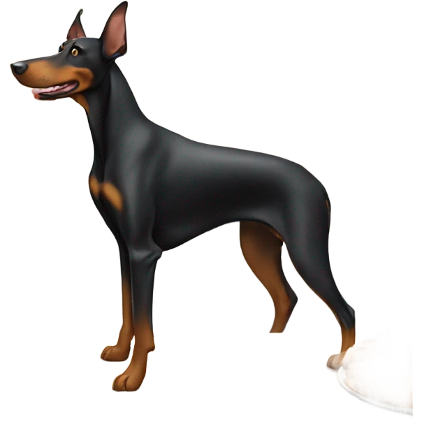 Doberman checking counter for cookies emoji