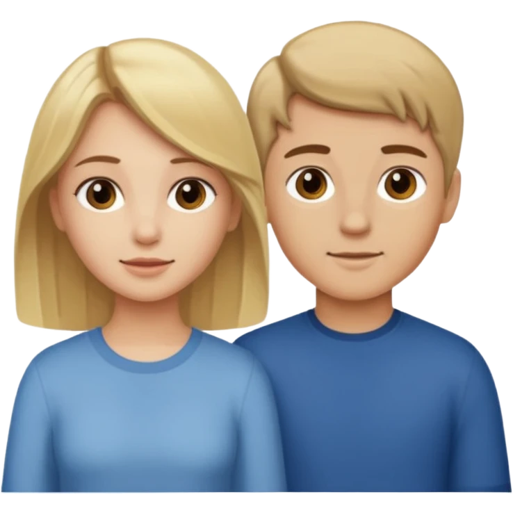 Amour à distance fille blonde et garçon châtain tous les deux clair de peau  emoji