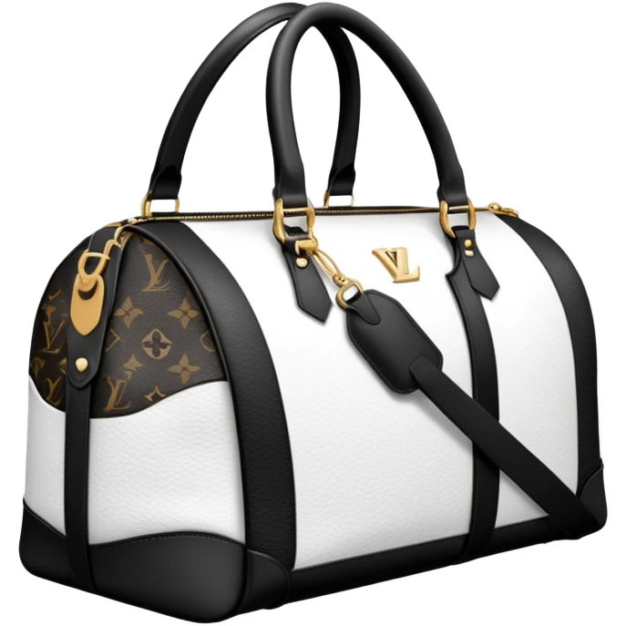 black and white duffle lv bag emoji