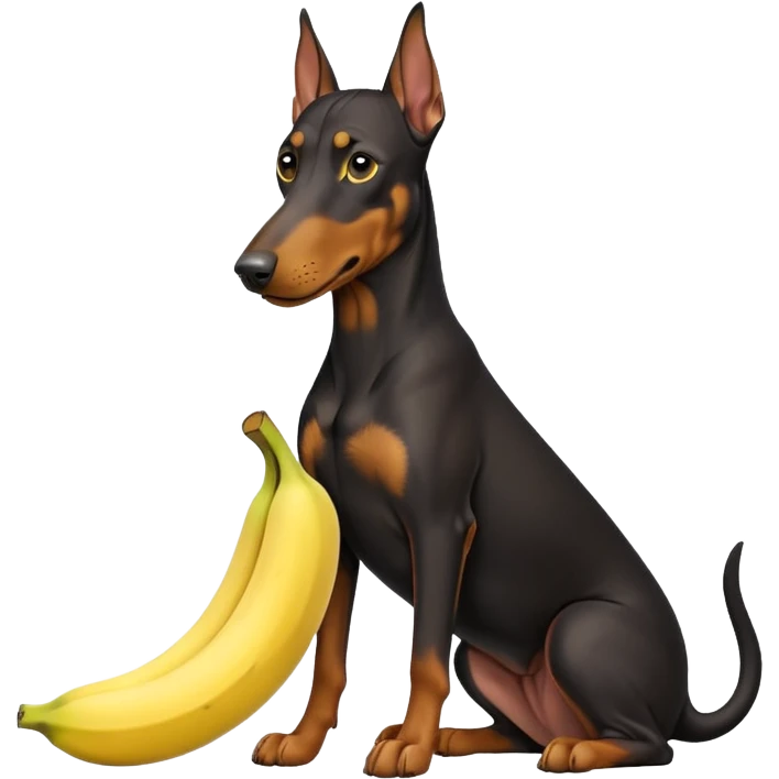 Doberman with banana emoji