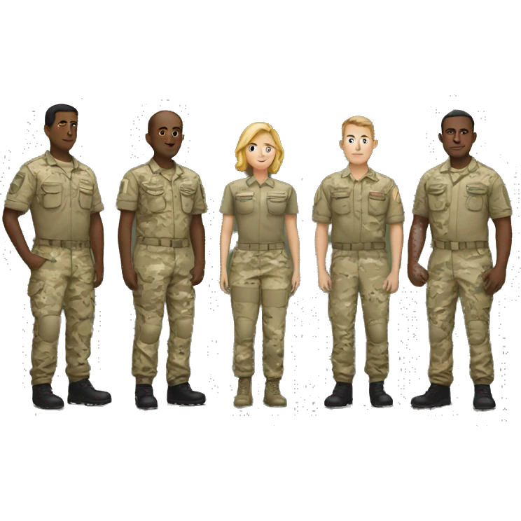 4 army people standing next to eachother emoji
