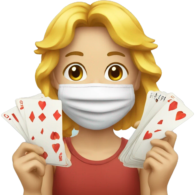 mão com cartas emoji