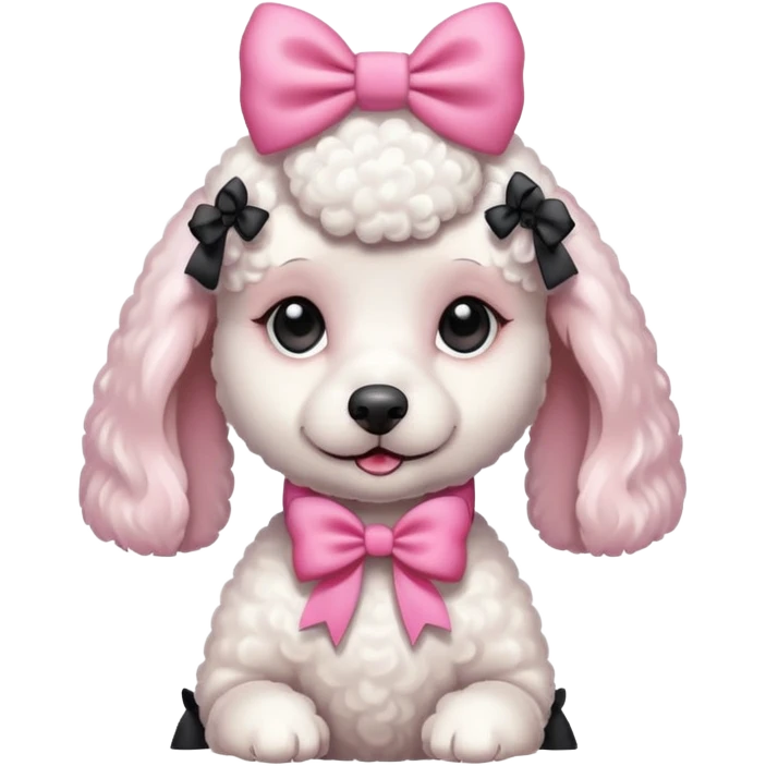 Caniche blanca  con un moño rosa emoji