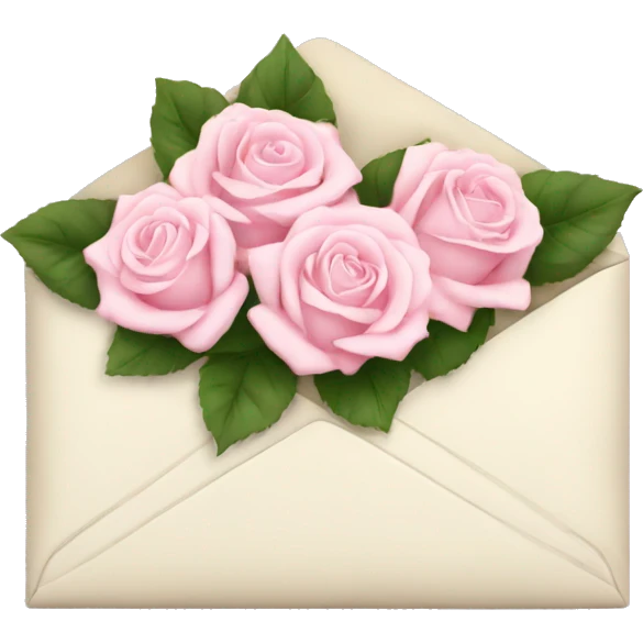 White envelope with light pink roses emoji