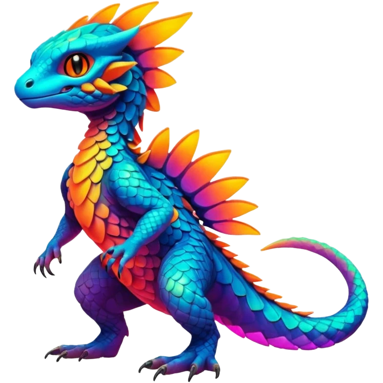Exotic Tropical futuristic lush warm-colored neon-colored Fakémon-Trico-creature (full body) emoji