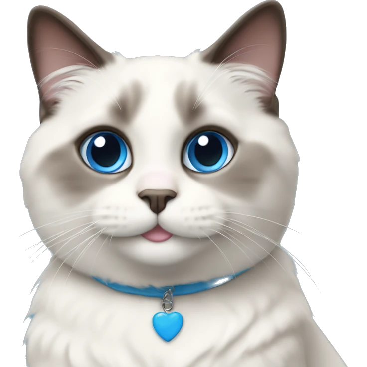 shorthaired blue eyed ragdoll cat smiling emoji