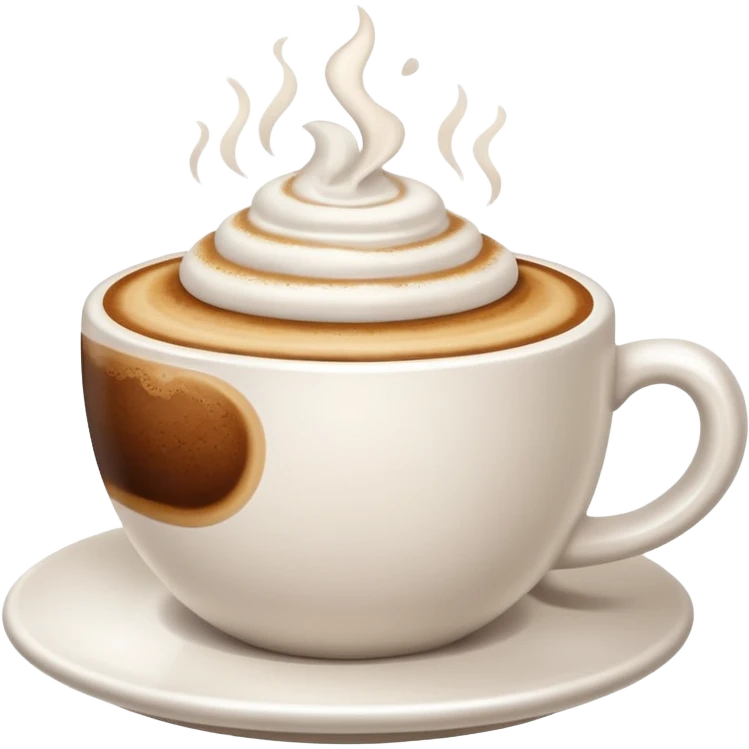 Cappuccino in big white cup without a face on it emoji