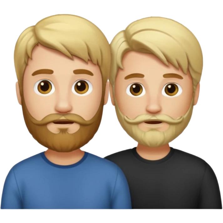 Man with a beard and long hair gathered with another short-haired blond man emoji