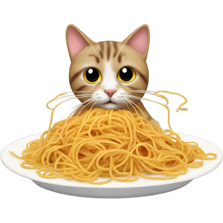 Cat eating pasta emoji